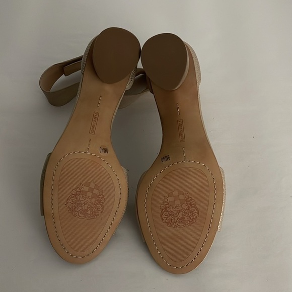 Vince Camuto Jacon Leather Champagne Metallic Ankle Strap Sandals Size 9 New - Picture 6 of 7